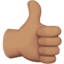 Палец вверх, лайк: средний тон кожи