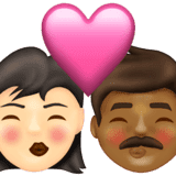 Эмодзи 👩🏻‍❤️‍💋‍👨🏾 Emojipedia