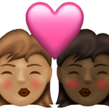 Эмодзи 👩🏽‍❤️‍💋‍👩🏿 Emojipedia