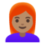 Эмодзи 👩🏽‍🦰 Google