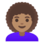 Эмодзи 👩🏽‍🦱 Google