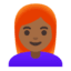 Эмодзи 👩🏾‍🦰 Google