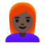 Эмодзи 👩🏿‍🦰 Google