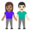 Эмодзи 👩🏽‍🤝‍👨🏻 Google