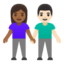 Эмодзи 👩🏾‍🤝‍👨🏻 Google