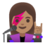 Эмодзи 👩🏽‍🎤 Google